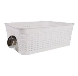 24 Bulk Bh White Plastic Basket 12.2x9.3x4.5in