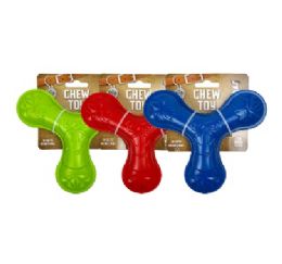 24 Bulk Bp Trident Dog Chew Toy 3 Colors 6x6x1.3