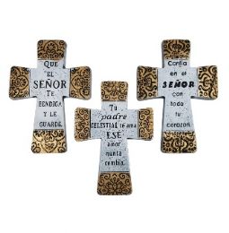 24 Bulk Cross Plaque Spanish Phrase Assorted 5.9 Inches