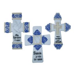24 Bulk Cross Plaque Spanish Phrase Assorted 5.9 Inches