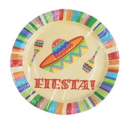 12 Bulk Fiesta Party Plates 8ct 9 inches