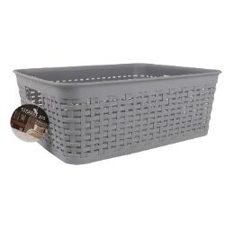 24 Bulk Bh Gray Plastic Basket 12.2x9.3x4.5in