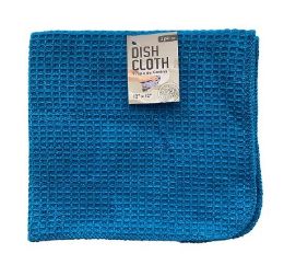 60 Bulk Dish Cloth 2pc Waffle T-Blue 12x12in