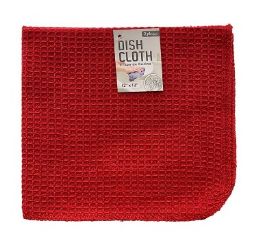 60 Bulk Dish Cloth 2pc Waffle Red 12x12in