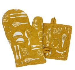 30 Bulk Pot Holder & Glove Set 2pc Yellow
