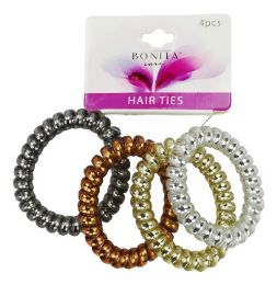 144 Bulk Bc Spiral Hair Ties 4ct Asst Colors
