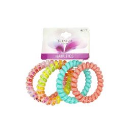 144 Bulk Bc Spiral Hair Ties 4ct Asst Colors