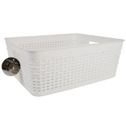 12 Bulk Bh White Plastic Basket 14x11.4x5.3 inches
