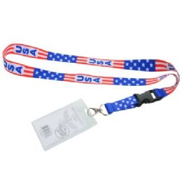 480 Bulk Bh Lanyard+badgehlder Usa Flag 22in