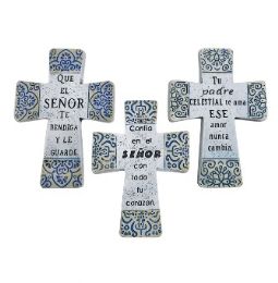 24 Bulk Cross Plaque Spanish Phrase Assorted 5.9 Inches