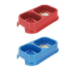 36 Bulk Bp Double Pet Bowl 9x4.75x 2.25in Pl Ast