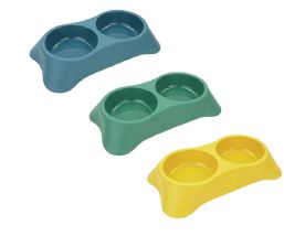 48 Bulk Bp Double Pet Bowl Lg 12x6x2.5in Pl Asst