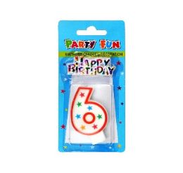 24 Bulk Number 6 Candle W Birthday Decor
