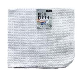 60 Bulk Dish Cloth 2pc Waffle White 12x12in