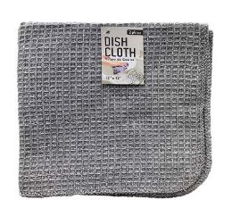 60 Bulk Dish Cloth 2pc Waffle Gray 12x12in