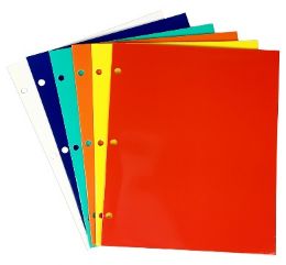 48 Bulk 4 Pocket Paper Portfolio Glossy 12.5 inch X 9.5 inch Assorted Colors, Pdq