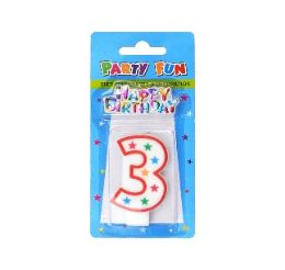 24 Bulk Number 3 Candle W Birthday Decor
