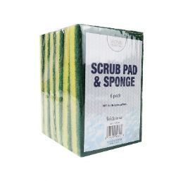 48 Bulk Bh Scrub Pad & Sponge 6ct 5.5x3.5x0.59