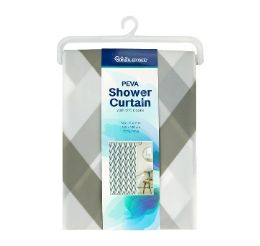24 Bulk Bh Shower Curtain+hooks71in