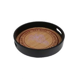 12 Bulk Round Wood Tray 15.5 X 1.97 Inches