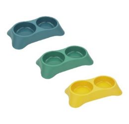 48 Bulk Bp Pl Double Pet Bowl Asst 8.25x4.5x1.5i