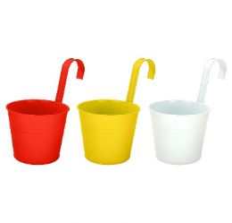 36 Bulk Bh Iron Tin Pot W Hook Asst Colors 10in