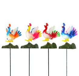24 Bulk Bh Stump Peacock Garden Stake Asst