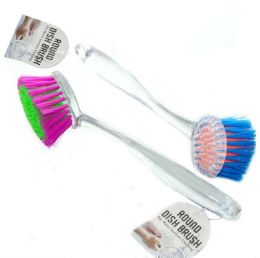 24 Bulk Bh Pl Round Dish Brush Asst Color