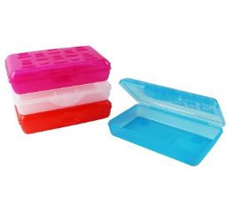 48 Bulk Plastic Pencil Box Asst. 20.5x13x5cm