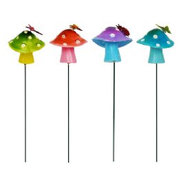 24 Bulk Bh Garden Stake Mushroon W Insect Design
