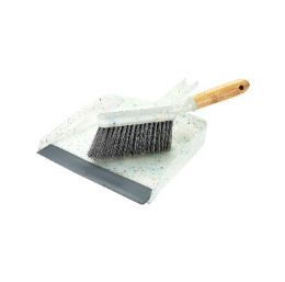 12 Bulk Bh PP-Bamboo Dustpan Brush Set 8.8x1.9 inches