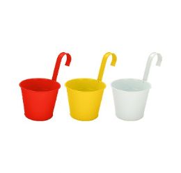 36 Bulk Bh Iron Tin Pot W Hook Asst Colors 5x4x8