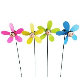 24 Bulk Bh Garden Stake Windmill Bee Asst 26in