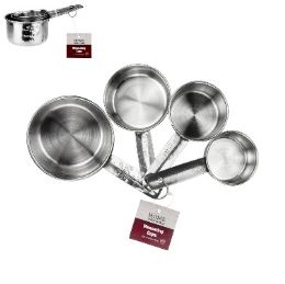 48 Bulk Stainless Steel 4pcs Measuring Cups Asst Sizes