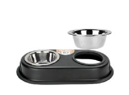 24 Bulk Bp Ss Pet Bowl Double 8oz Black