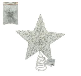 12 Bulk Bh Christmas Silver Tree Topper W Light