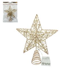 12 Bulk Bh Christmas Gold Tree Topper W Light