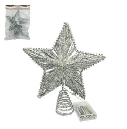 12 Bulk Bh Christmas Glitter Silver Tree Topper