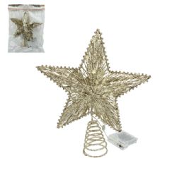 12 Bulk Bh Christmas Glitter Gold Tree Topper lt