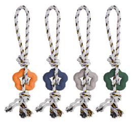36 Bulk Bp Pet Rope Ring Toy Asst Colors 15.7x3.