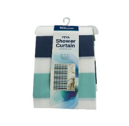 24 Bulk Bh S-Curtain W-Hooks 71in Striped Peva