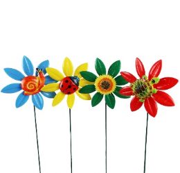 24 Bulk Bh Garden Stake Flower Asst Design 26in