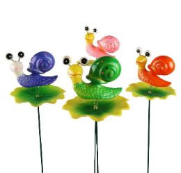 24 Bulk Bh Garden Stake Snail Asst 26in