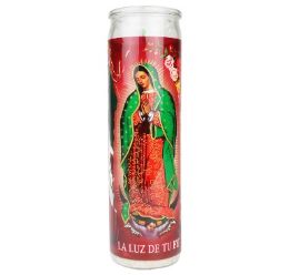 12 Bulk Candle Virgen De Guadalupe White 8 inches