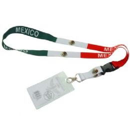 480 Bulk Bh Lanyard+badgehlder Mex Flag 22in