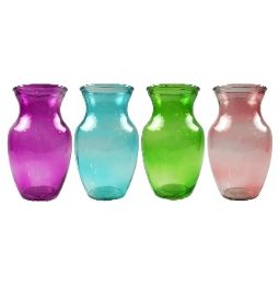 12 Bulk Ginger Glass Vase Assorted Colors 4.7 X 7.9 Inches
