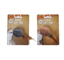 72 Bulk Bp Cat Toy Sisal W-Feather 2 Asst