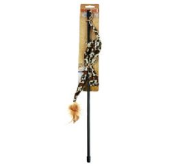 24 Bulk Bp Cat Toy On Stick Feathers Pull String