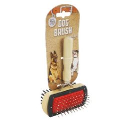 48 Bulk Bp Double Side Dog Brush 7in Wood Handle