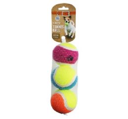 48 Bulk Bp Pet Toy Tennis Ball 3pc 2.5in